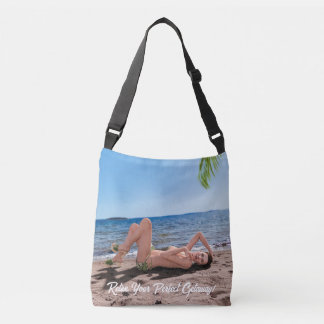 Spring Break Girl Lying on Sandy Beach Crossbody Bag