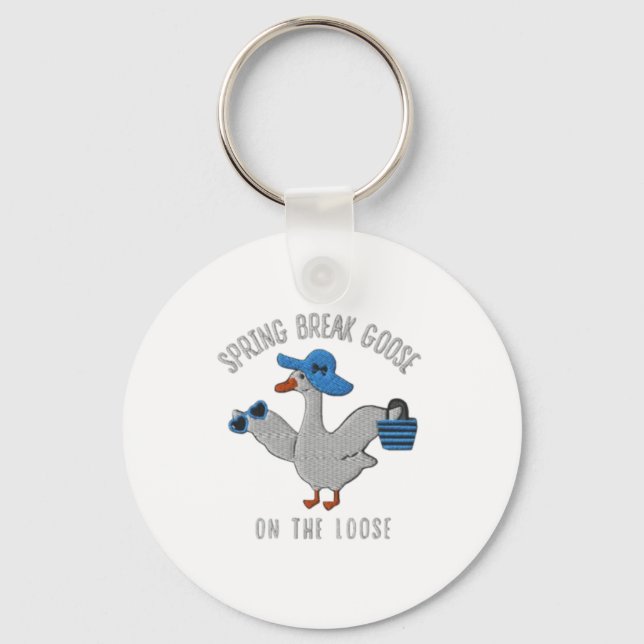 Spring Break Goose On The Loose Key Ring (Front)