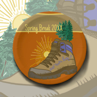 Spring break Hiker Personalised Camping Picnic Paper Plate