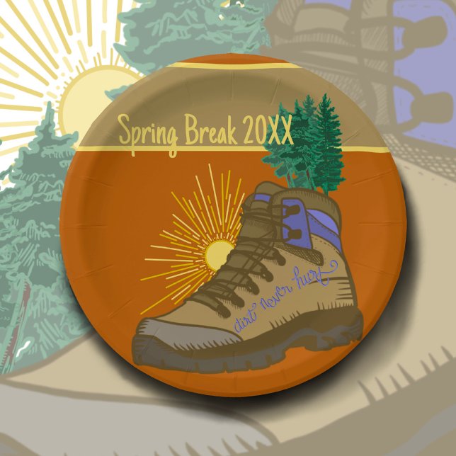 Spring break Hiker Personalised Camping Picnic Paper Plate (Creator Uploaded)
