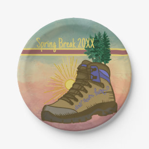Spring break Hiker Personalized Camping Picnic Paper Plate