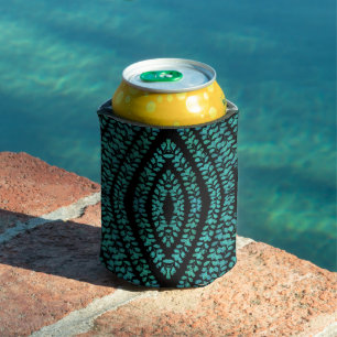 Spring Break Leaves Turquoise Colored Art Design Can Cooler