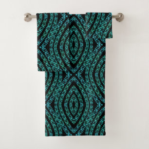 Spring Break Leaves Turquoise Coloured Art Design Bath Towel Set