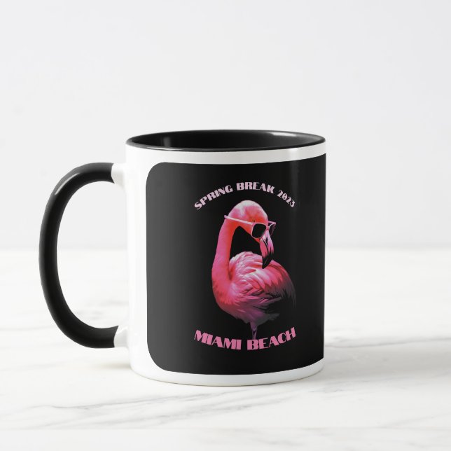 Spring Break Miami Beach Flamingo Sunglasses Mug (Left)