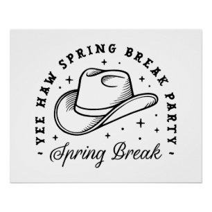 Spring break party cowboy hat aesthetic poster