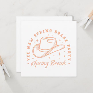 Spring break party cowgirl theme peach colour invitation