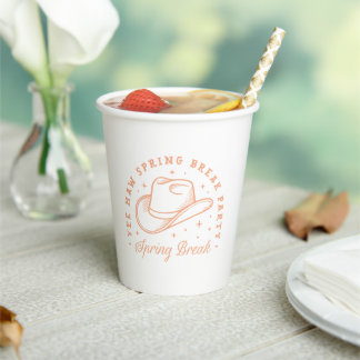 Spring break party cowgirl theme peach colour paper cups