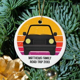 Spring Break Road Trip Sunset Custom Christmas Ceramic Ornament
