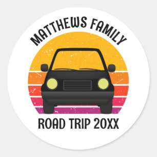Spring Break Road Trip Sunset Customized Classic Round Sticker