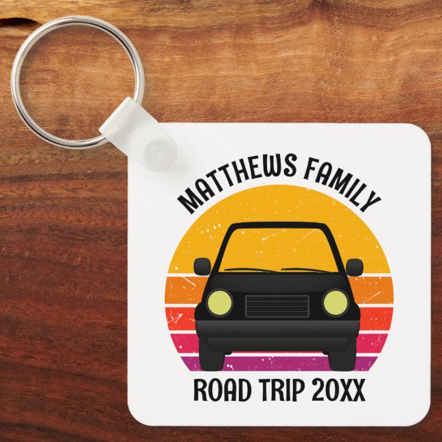 Spring Break Road Trip Sunset Customized Key Ring (Front)