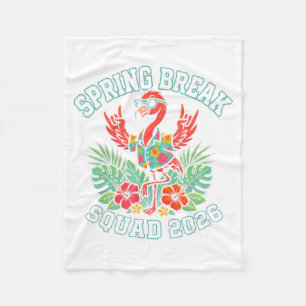 Spring Break Squad 2026 Flamingo Funny Matching Fleece Blanket