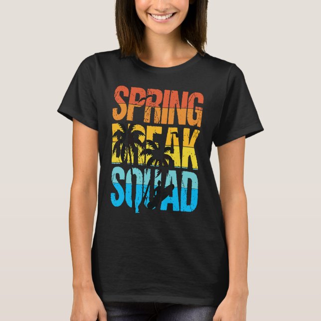 Spring Break Squad Beach Surfer Palm Tree Artwork T-Shirt (Front)