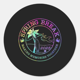 Spring Break Squad Crew Vintage 2025 Beach Palm Fa Classic Round Sticker