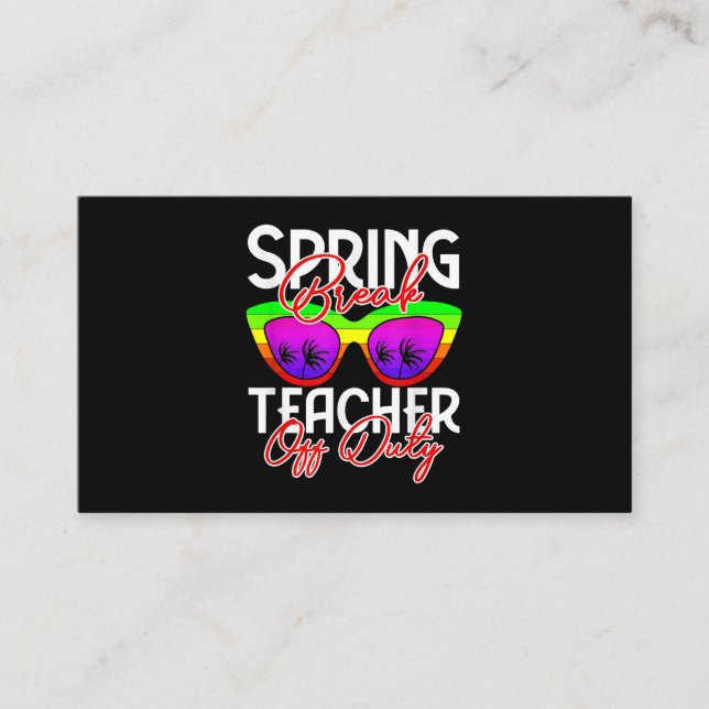 Spring Break Squad Retro Spring Break Teacher Off  Business Card (Front)