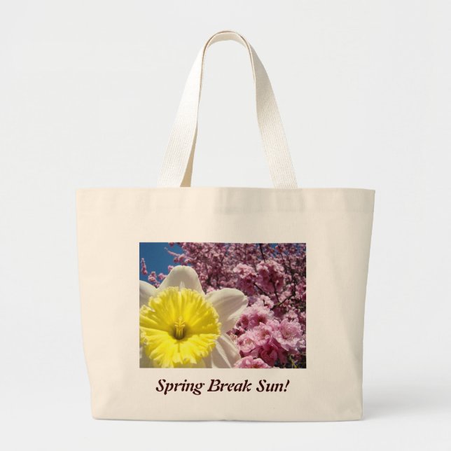 Spring Break Sun! tote bag Bright Yellow Daffodil (Front)