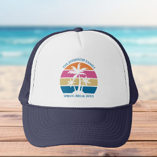 Spring Break Trip Tropical Beach Sunset Custom Trucker Hat
