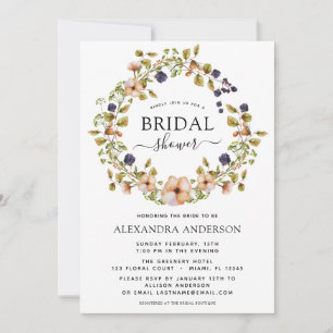Spring Bridal Shower Ethereal Floral Wreath Modern Invitation