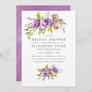 Spring Bridal Shower Watercolor Floral Invitation