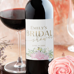 Spring Bridal Shower Wine Label Wildflower Gilded