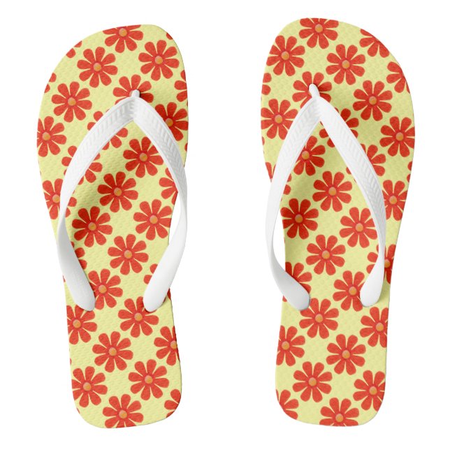Spring bright red flowers thongs (Footbed)