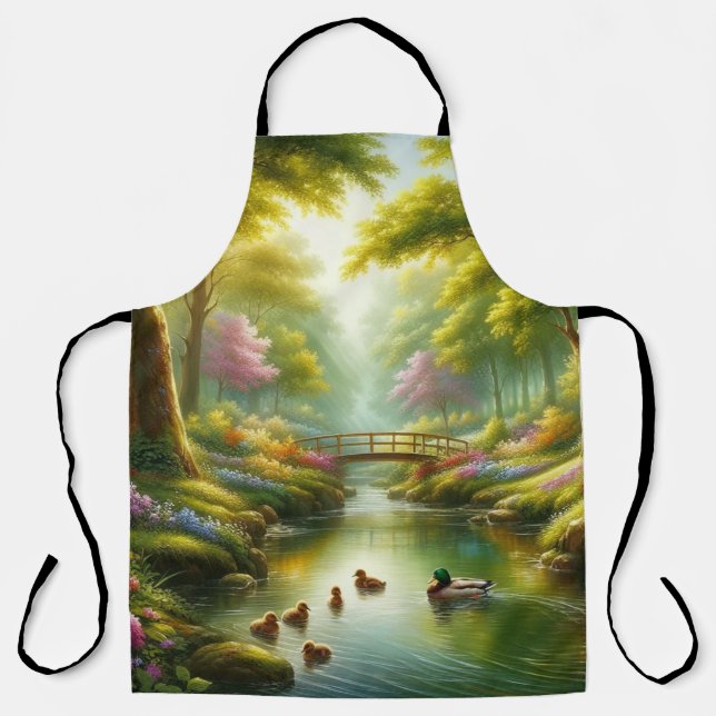 Spring brook with ducks/flowers apron (Front)