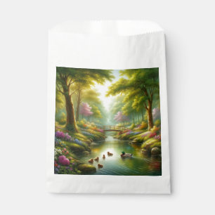 Spring brook with ducks/flowers favour bag