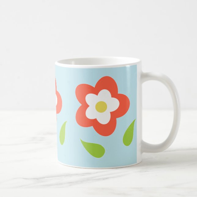 Spring Bubble Flowers (on Blue)  Coffee Mug (Right)