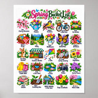 Spring Bucket List - Activities Chectlist Poster