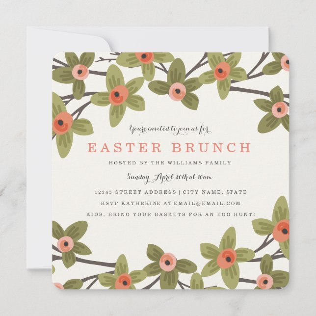 Spring Buds Easter Brunch Invitation (Front)