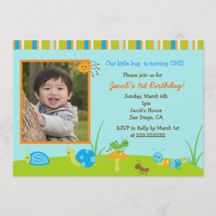 Spring Bug Photo Birthday invitations