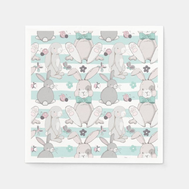 Spring bunnies pattern napkin (Front)