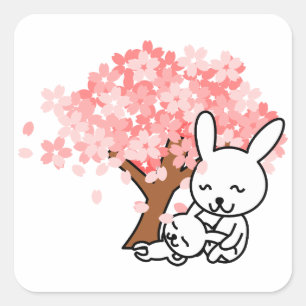 Spring Bunnies Square Sticker