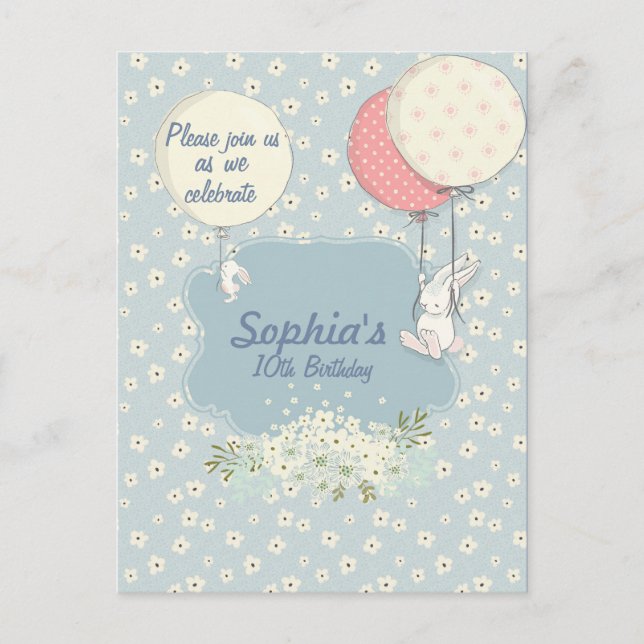 Spring Bunny Birthday Invitation (Front)