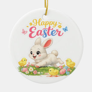 Spring Bunny & Chicks Collection Ceramic Ornament