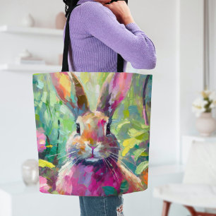 Spring Bunny Colourful Modern Abstract Art Tote Bag