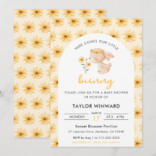 Spring Bunny Floral Baby Shower Invitation
