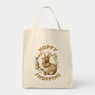 Spring bunny, flowers tote bag