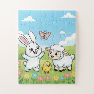 Spring Bunny Kids Puzzle | Bunny Lamb Chick Educat