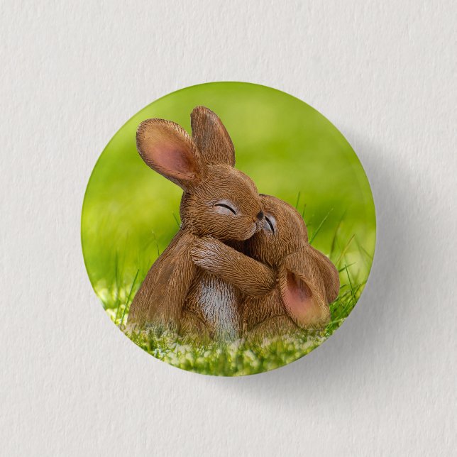 Spring Bunny Lovers 3 Cm Round Badge (Front)