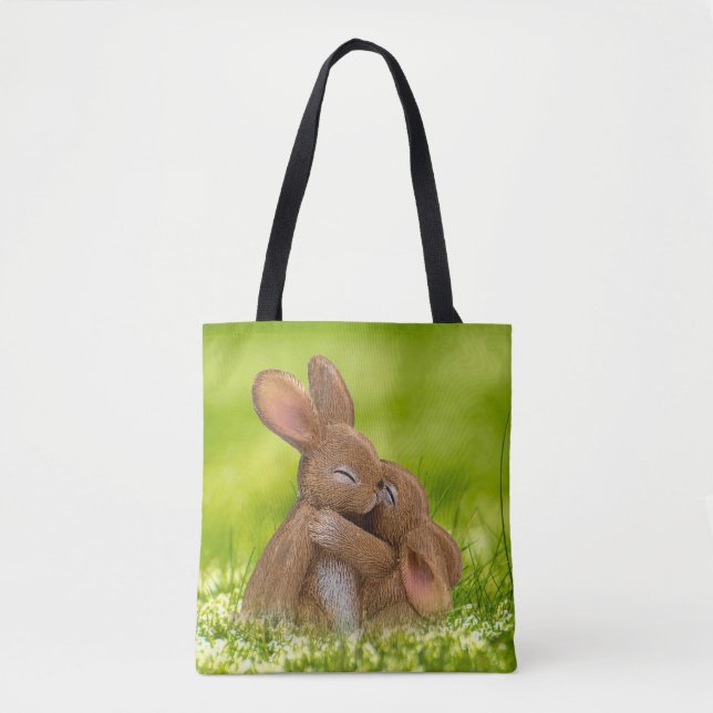 Spring Bunny Lovers Tote Bag (Front)