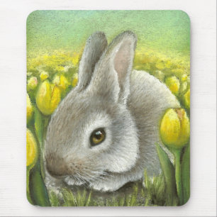 Spring bunny mouse pad