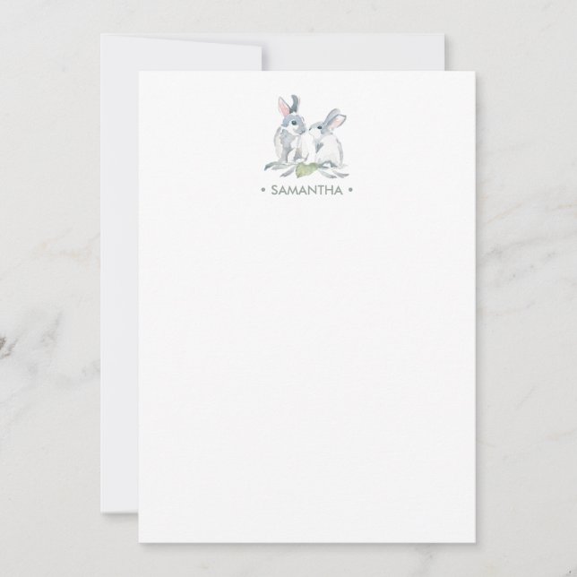 Spring Bunny Personalised Stationery Card (Front)