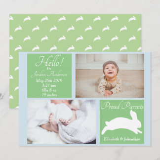 Spring Bunny Rabbit Birth Announcement