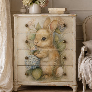 Spring Bunny Rabbit with Floral Watercolor Tissue Paper