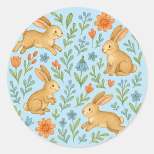 Spring Bunny Rabbits Classic Round Sticker