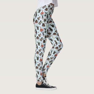 Spring Bunny Rabbits Forest Floral Leggings