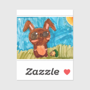 Spring Bunny Sticker - Brown