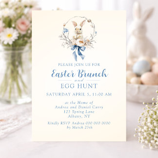 Spring Bunny Vintage Easter Brunch and Egg Hunt  I Invitation