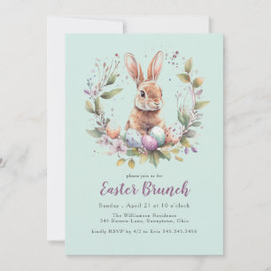 Spring Bunny Wreath Easter Brunch Holiday Invitation