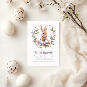 Spring Bunny Wreath Easter Brunch Holiday Invitation